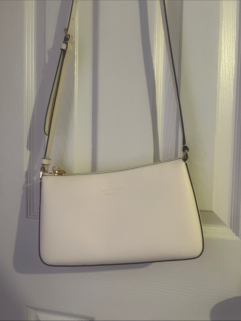 kate spade Cream Leather Crossbody with Black Edge Trim